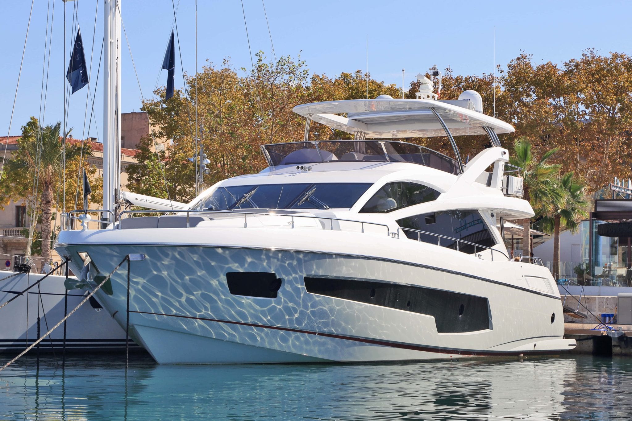 A closer look at the Sunseeker yacht docked up in Palma.